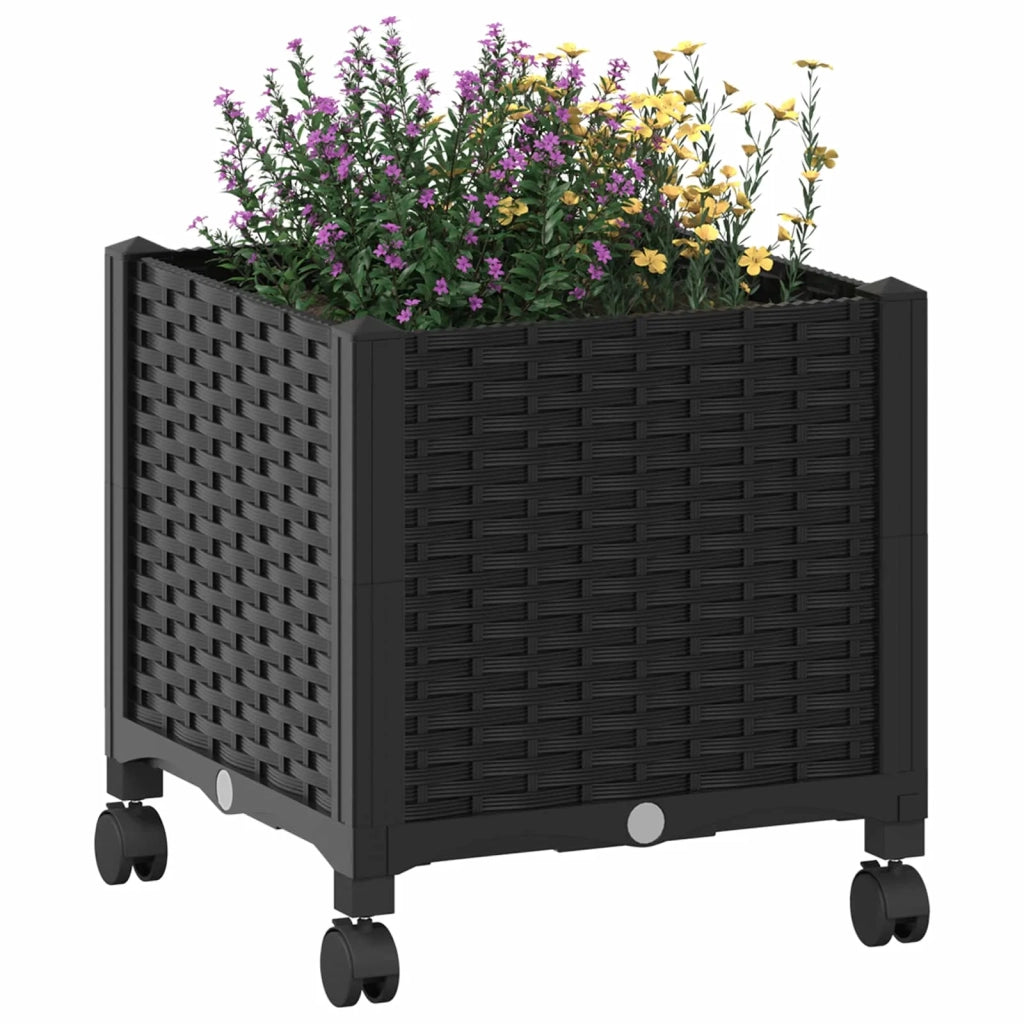 Vaso da Giardino con Ruote Nero 40 x 40 x 44 cm PP 3422910
