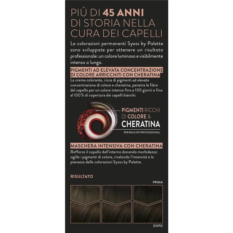 PALETTE SYOSS COLORAZIONE PERMANENTE 100% COPERTURA CAPELLI BIANCHI PER CAPELLI PIÙ FORTI 4.1 CASTANO