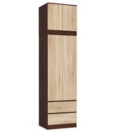 Armadio AKORD S60 con sopralzo Wengé 60 cm 2 ante 2 cassetti inserto frontale Sonoma Quercia 60x51x234 cm