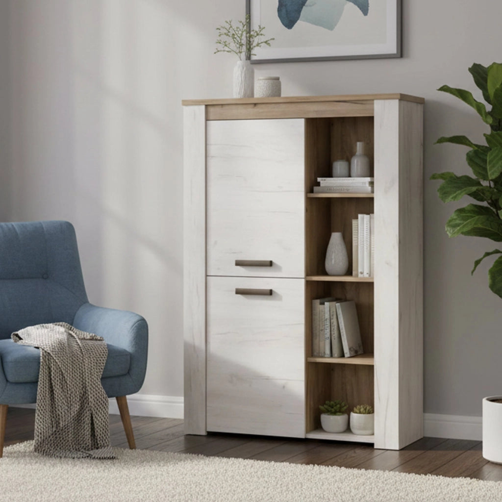 Mobile Espositore Sagama, Vetrina 6 Ripiani, 99.5x36.5x146.5h cm Bianco Larice