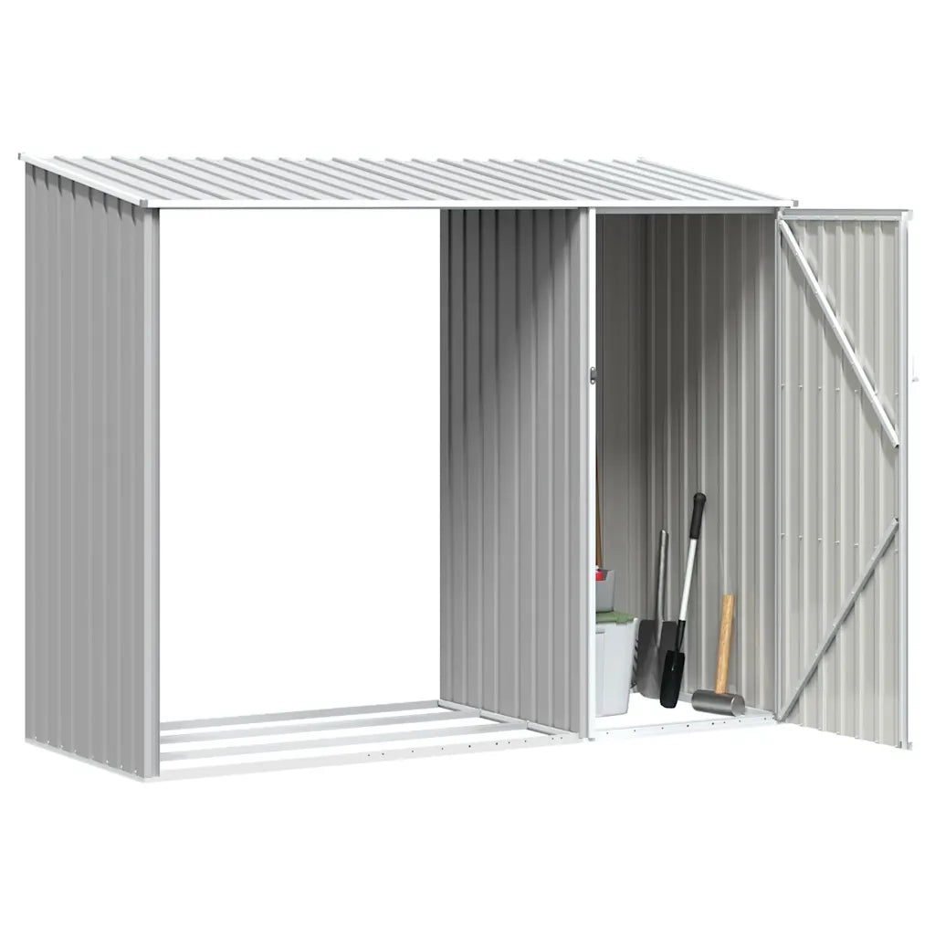 Capanno per Legna Grigio 245x98x159 cm in Acciaio Zincato