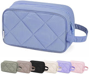 Tas Grande Cosmetica per Uomo e Donna - Borse da Bagno con Cerniera, Set di Trucchi di Base per Viaggio, Organizzatore di Trucchi da Bagno per Uomo e Donna, Accessori da Viaggio (Tela Luminosa Blu chiaro)
