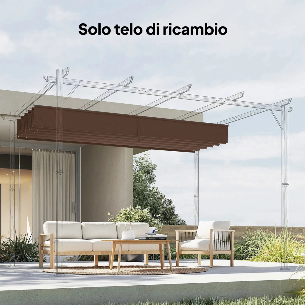Telo per Pergola 250x255 cm con 10 Fori di Drenaggio in Poliestere Caffè