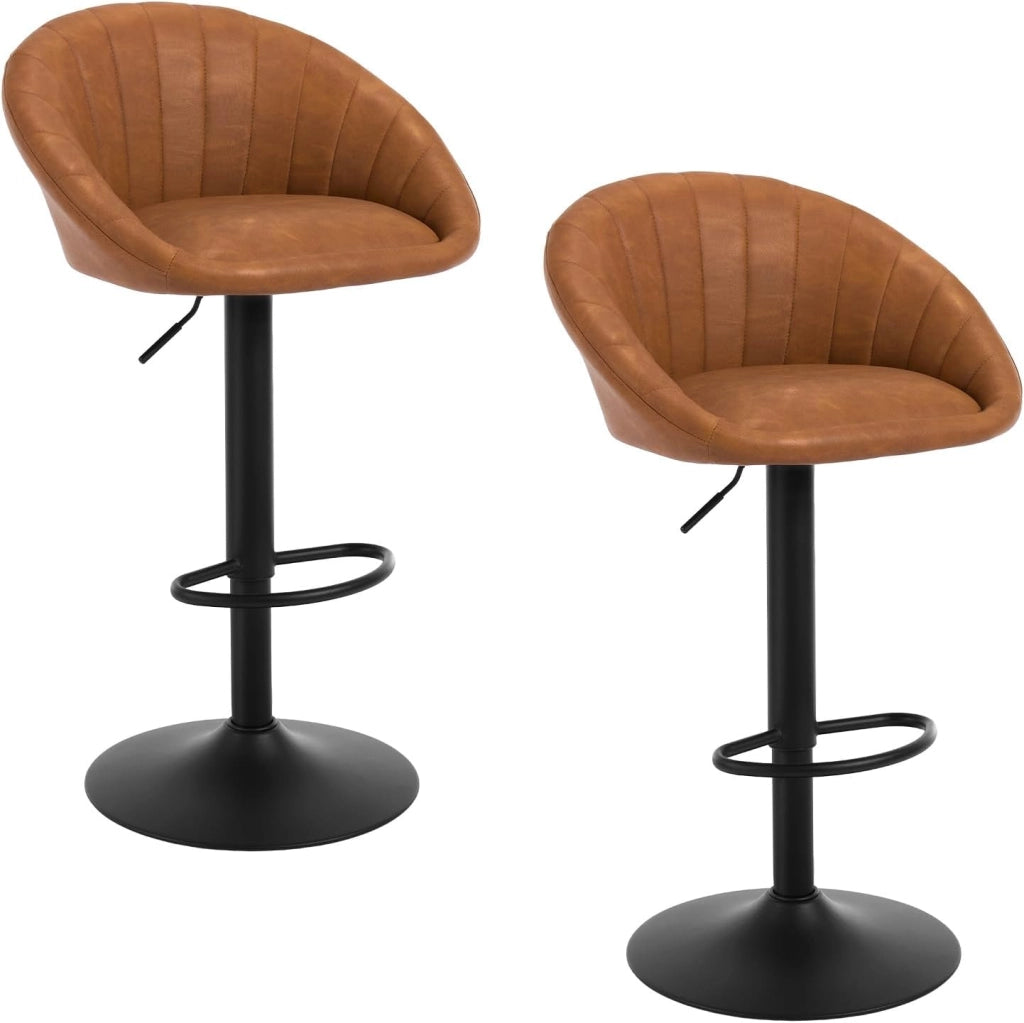 Sgabelli da Cucina Set di 2, Sgabelli da Bar Girevoli Altezza Regolabile con Schienale e Poggiapiedi, Velluto