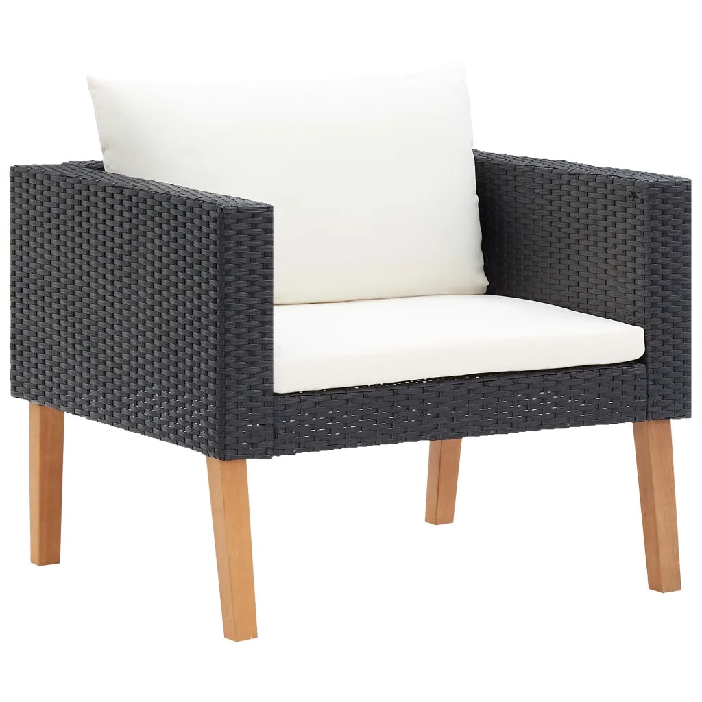 Set Divani da Giardino 4 pz con Cuscini in Polyrattan Nero cod mxl 41776