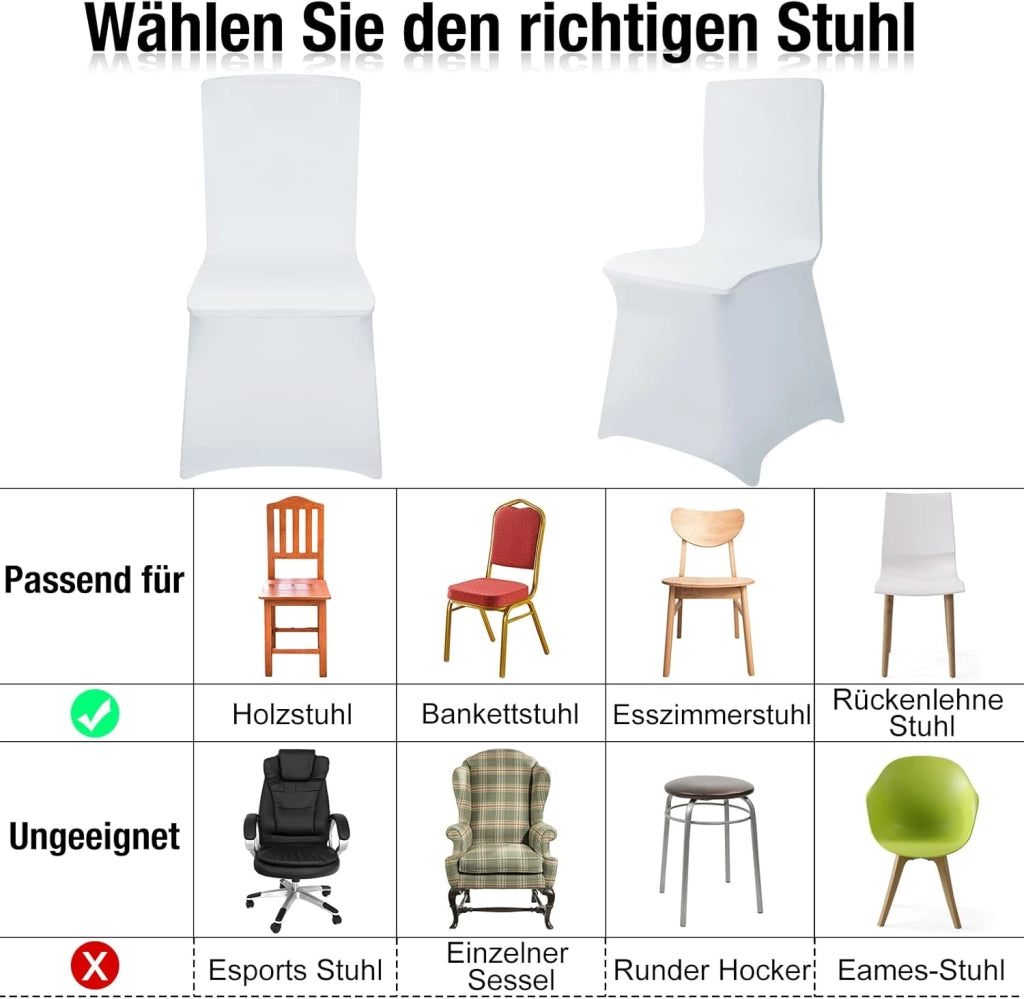 Set di 100 coprisedia universali, colore bianco, per feste, matrimoni e feste