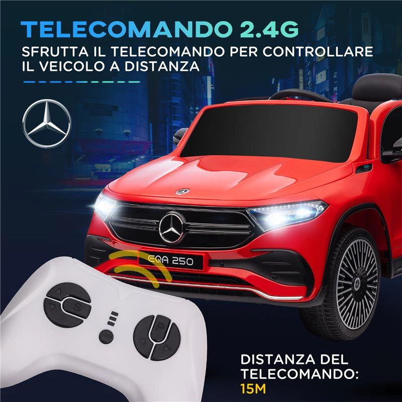 MACCHINA ELETTRICA PER BAMBINI 3-8 ANNI CON TELECOMANDO, FARI E CLACSON, ROSSA E NERA