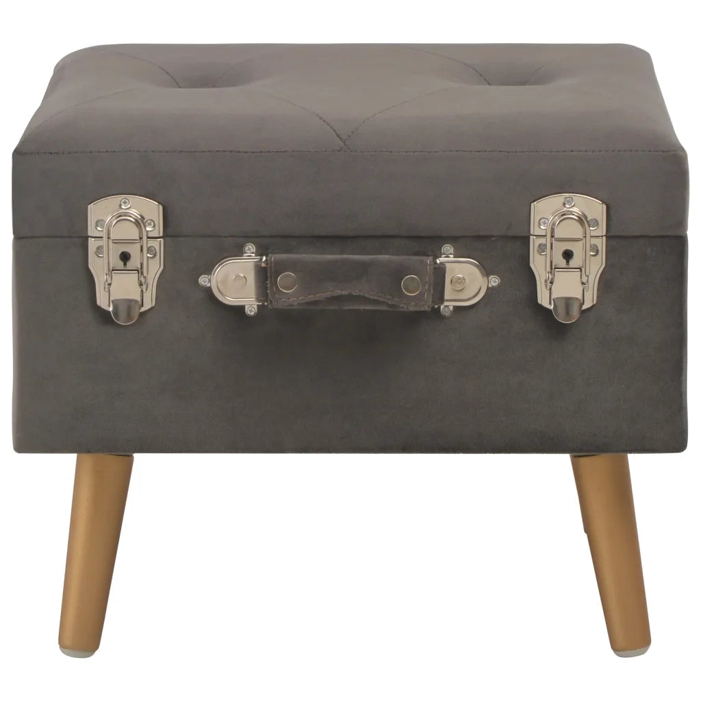 Sgabelli con Contenitore 3 pz in Velluto Grigio 329256