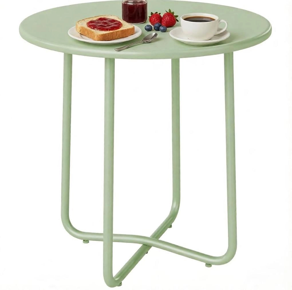 Tavolino da esterno rotondo in metallo verde Ø 48 cm