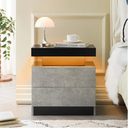 Comodino moderno grigio con luci LED regolabili e 2 cassetti