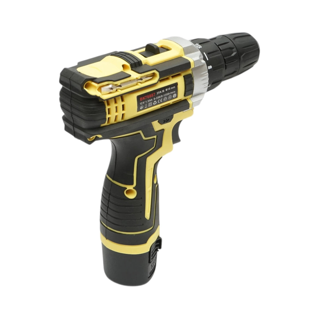Avvitatore e trapano con 2 batterie 12V, 1.5Ah agli ioni di litio, coppia 25Nm, mandrino da 10mm, 0-350/1350 giri/min Breckner Germany