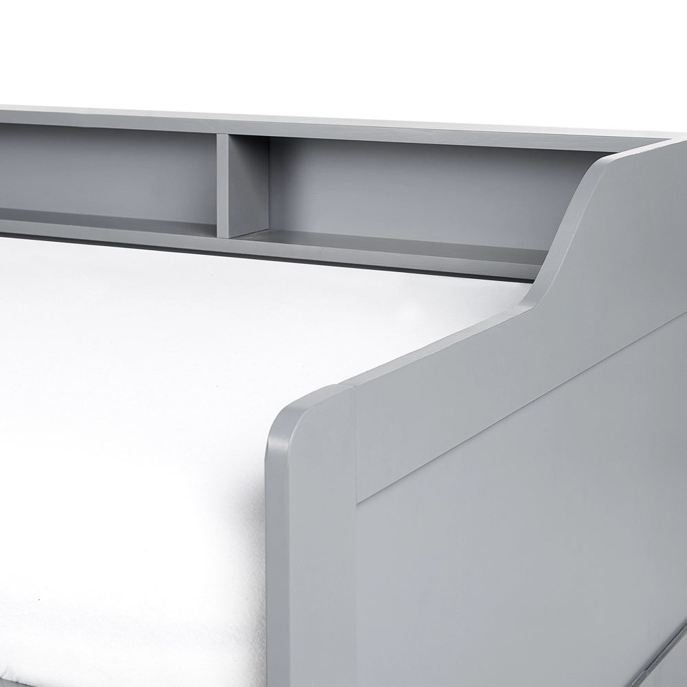 Letto a scomparsa in pino grigio con struttura in velluto UE misura singola 90 x 200 cm Telaio a doghe Extra Telaio a scomparsa