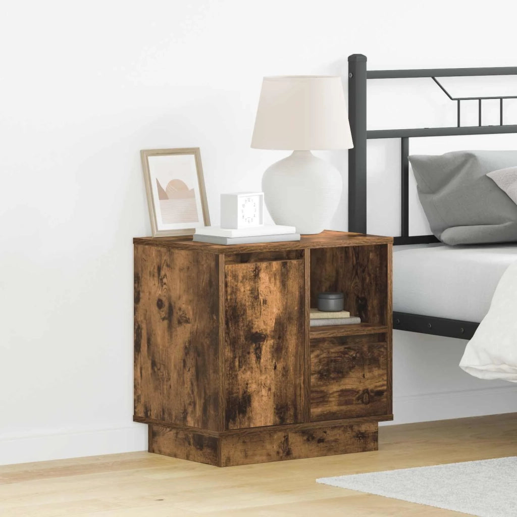 Comodino | Armadio da Notte | Mobiletto da notte con cassetto Rovere fum¨¦ 50 x 34,5 x 50 cm.