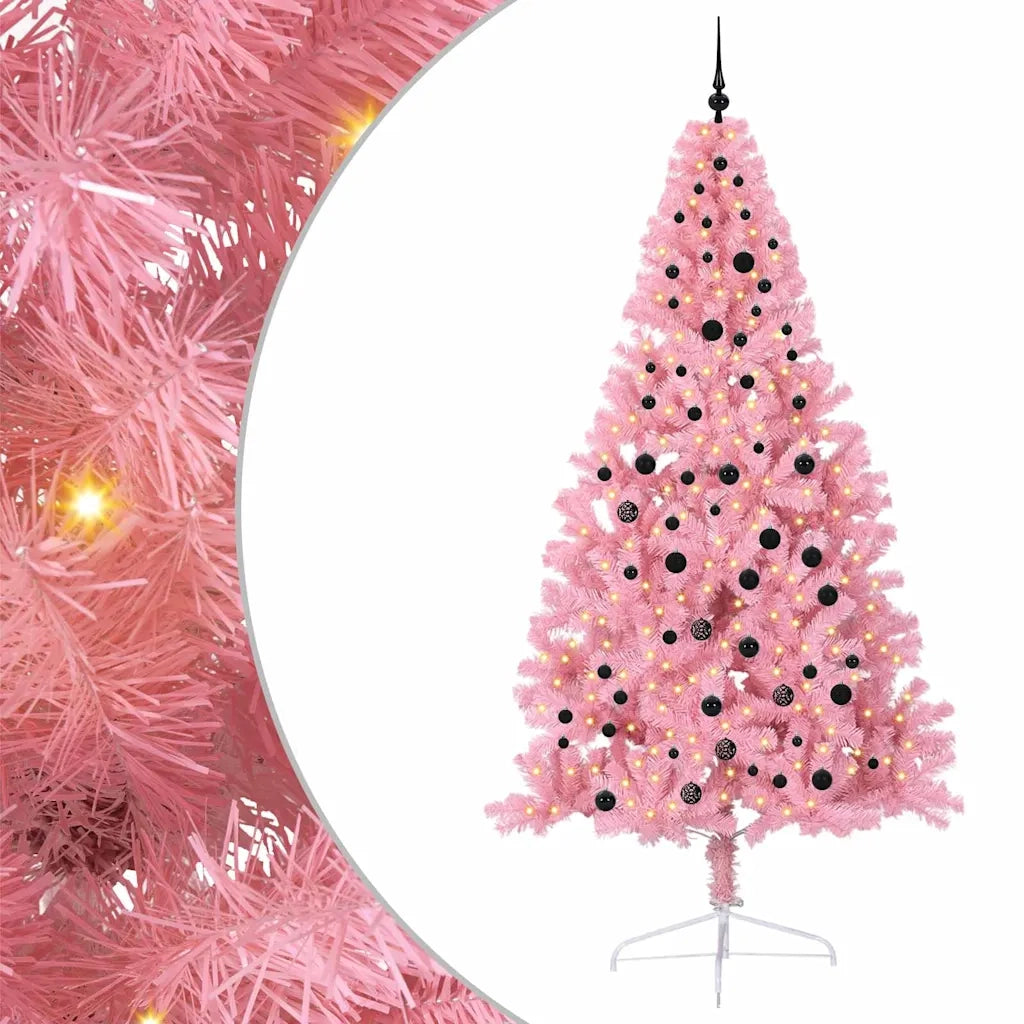 Albero di Natale Artificiale-Albero Natalizio con luci integrate Rosa 240 cm PVC 847094