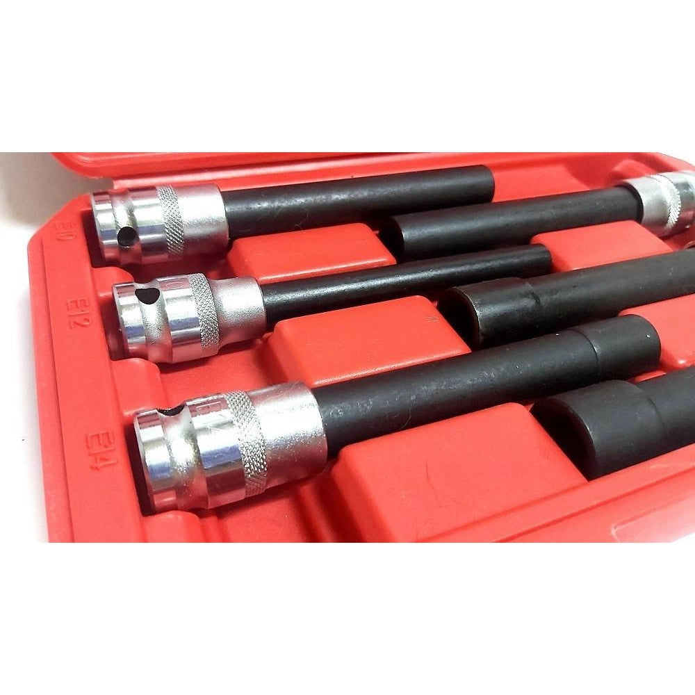 Trade Shop - Bussola Chiavi Torx Femmina Set Lunghi E10-e20 Testa Cilindro Attacco 1/2 Quadro -