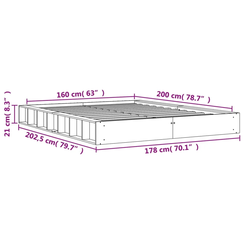 Letto senza Materasso Marrone Cera 160x200 cm in Legno di Pino 844426