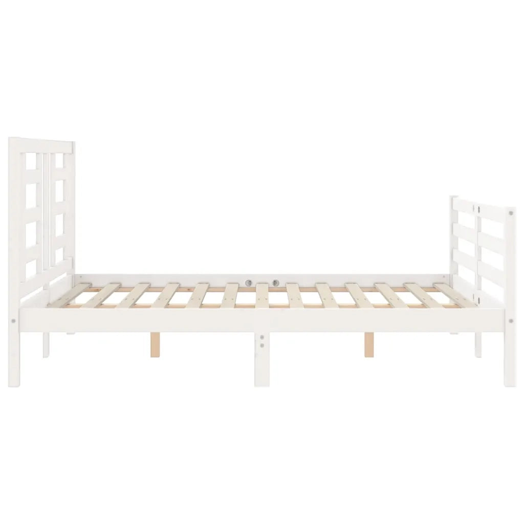 Giroletto con Testiera-Struttura Letto con testiera Bianco 140x200 cm in Legno Massello 706180