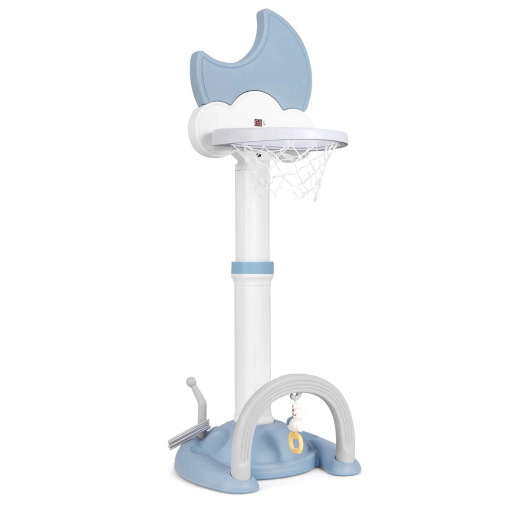 Canestro da basket 4 in 1 con altezza regolabile 56 x 50 x 114-152 cm divertimento moderno e versatile in HDPE blu 20_0012949
