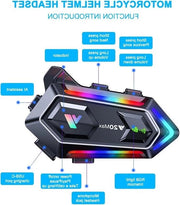 Paralampi per Motocicletta - Sistema di Comunicazione Intercom Bluetooth - Altoparlante Hi-Fi/IPX6 - 1000mAh 300m Condivisione Musica con GPS e Microfono Soft RGB
