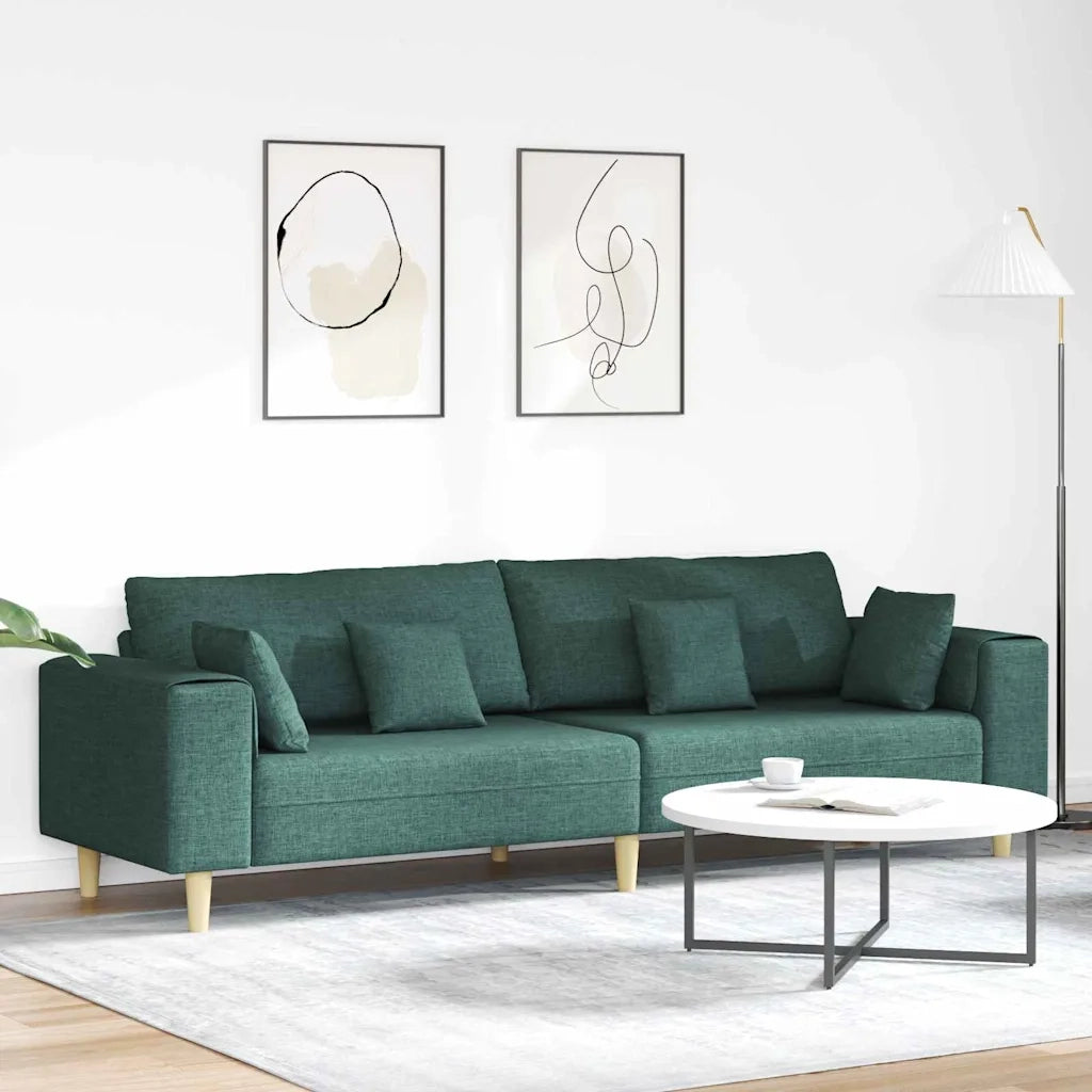 Divano in tessuto con cuscino Verde Scuro 208 cm Tessuto