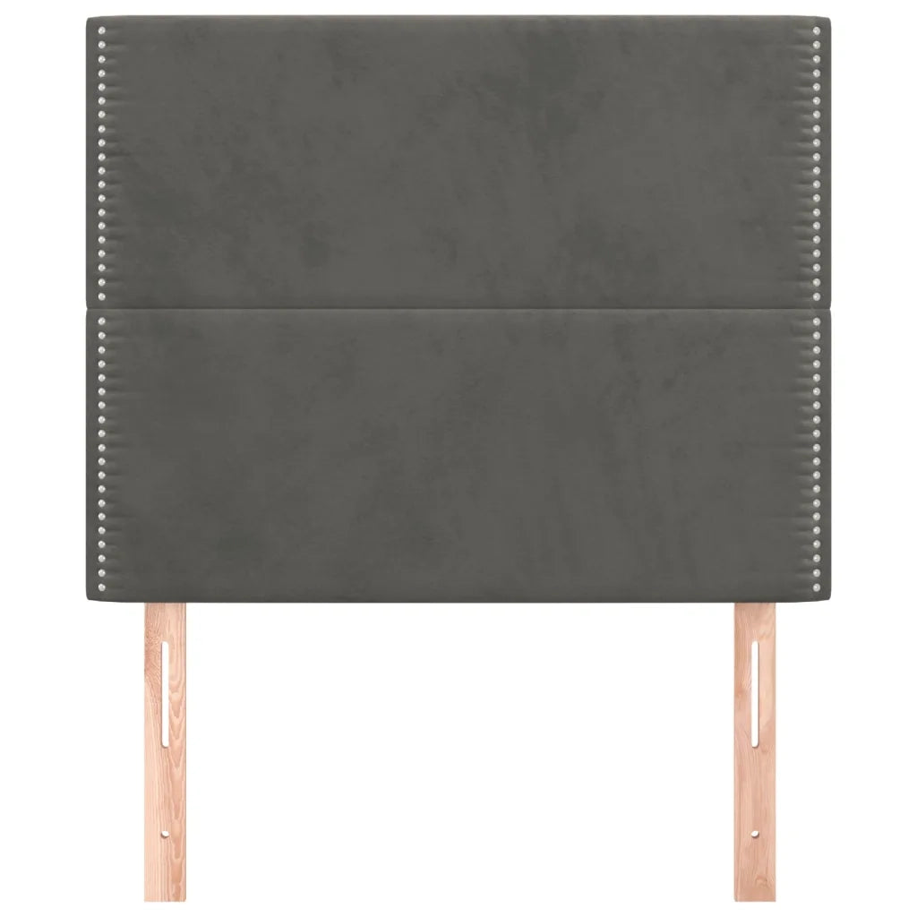 Testiera 2 pz Grigio Scuro 90x5x78/88 cm in Velluto