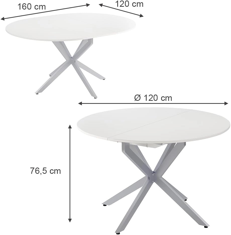 tavolo da pranzo allungabile Loyd, Bianco/Grigio, 120 x 76.5 cm Estensibile