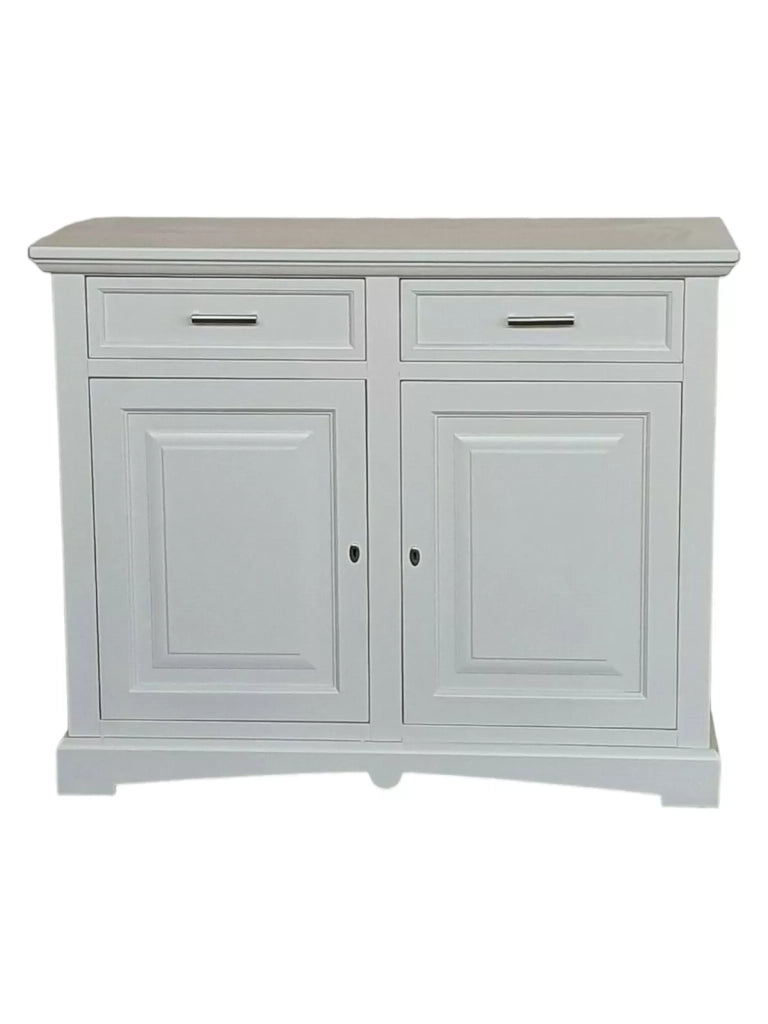 Credenza shabby 2 ante legno bianco opaco 117x46x96 - Mobili 2G