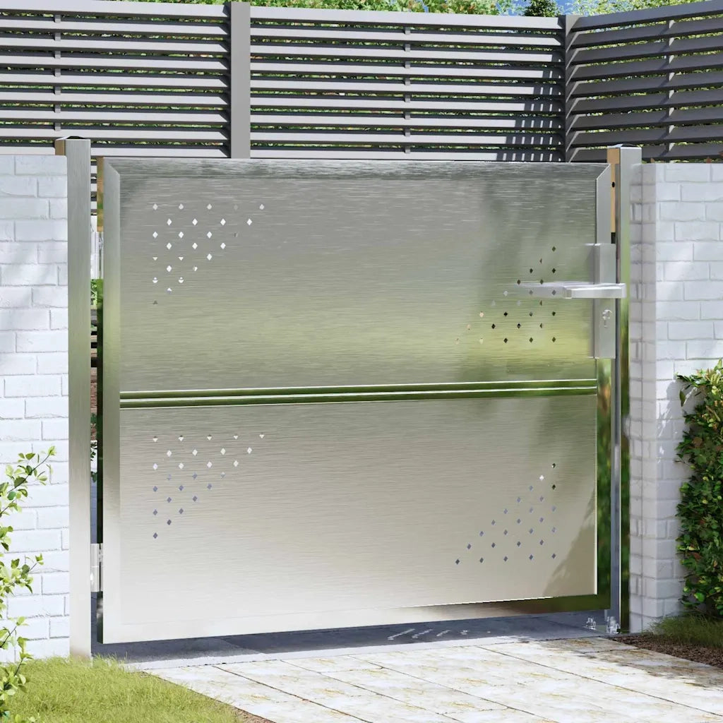 Cancello da giardino Argento 85 x 70 cm Acciaio inossidabile 3402574