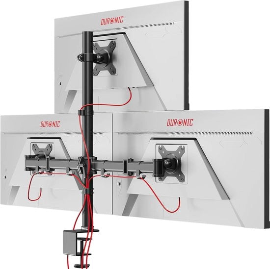 Sostegno Monitor Triplo Adattabile per Schermi da 13” a 27” - Spaziale e Ergonomico