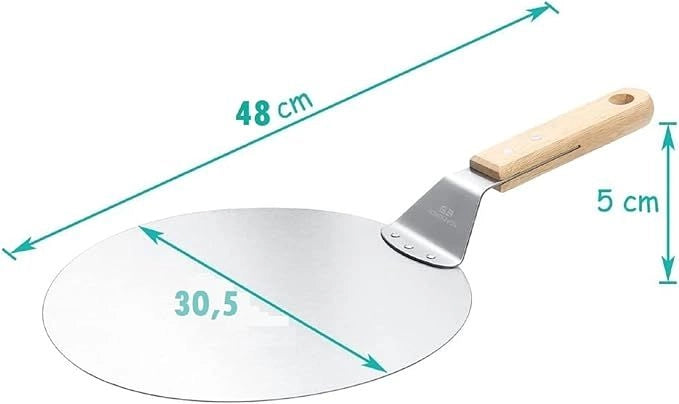 PALA PIZZA ACCIAIO INOX MANICO LEGNO PER FORNO PIZZA GMR 30,5X48,5X5 CM