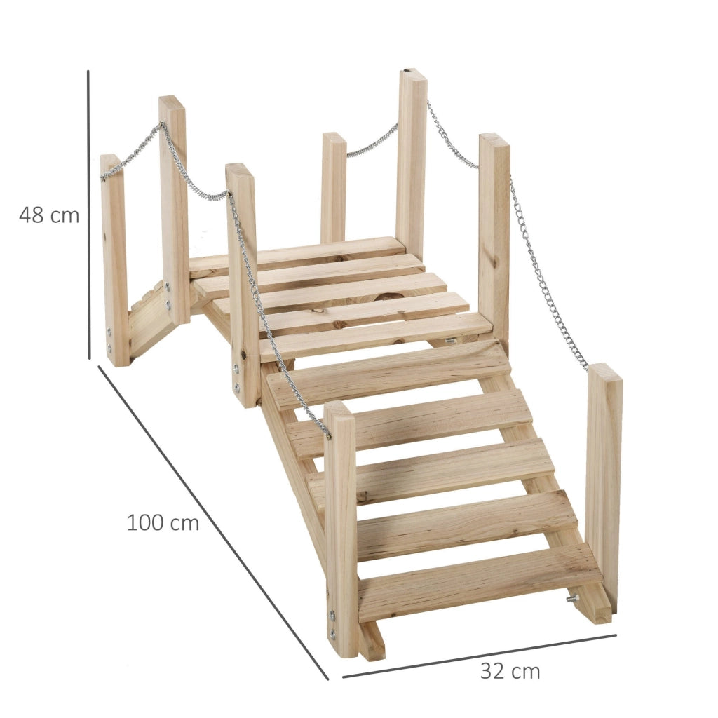 Easycomfort Ponte Ponticello da Giardino in Legno per Laghetto con Passerella ad Arco, Impermeabile per Esterni, 100x32x48cm