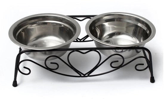 Ciotola per Cibo Sostenibile - Ciotola per Cani - Ciotola per Cibo per Cani - Ciotola per Acqua - Doppio Compartimento - Acciaio Inossidabile 26x13x8.5cm