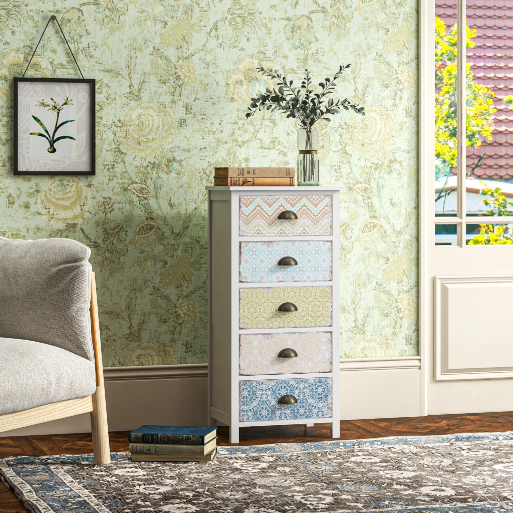 Cassettiera Moderna con 5 Cassetti ¨C Zephmum ¨C Multicolore 46x34x97.5