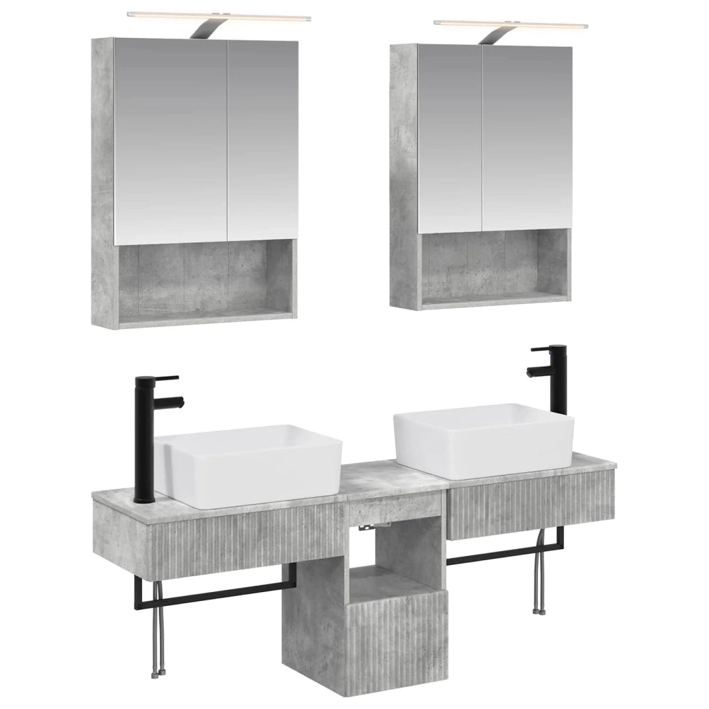 Set di Armadi da Bagno 5 pcs Grigio Cemento 50 x 14,5 x 70 cm 3406322