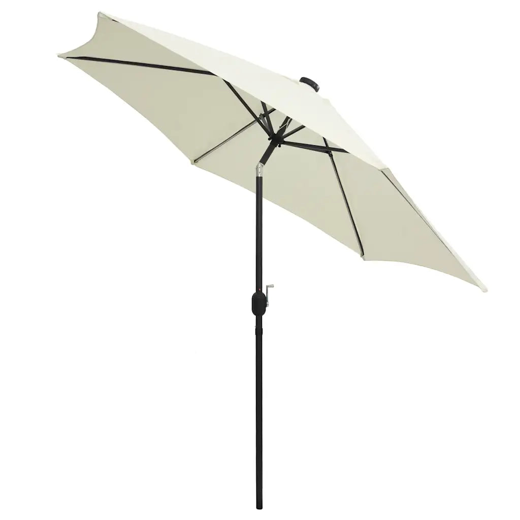 Ombrello | Parasolne con Luci a LED e Palo Alluminio 300 cm Bianco Sabbia