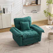 Poltrona girevole 360° con cuscino di supporto e struttura metallica, in chenille verde 116 × 84 × 96 cm