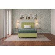 Letto imbottito Singolo 80x200 cm Vertical - Contenitore,Microfibra,Tè verde