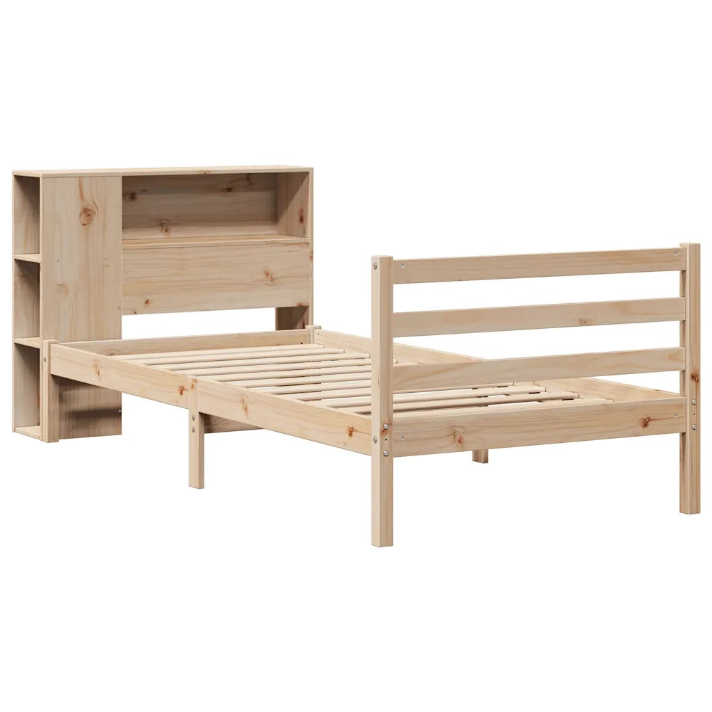 Giroletto con Libreria senza Materasso-Struttura Letto con contenitore 75x190 cm in Legno Pino 803574