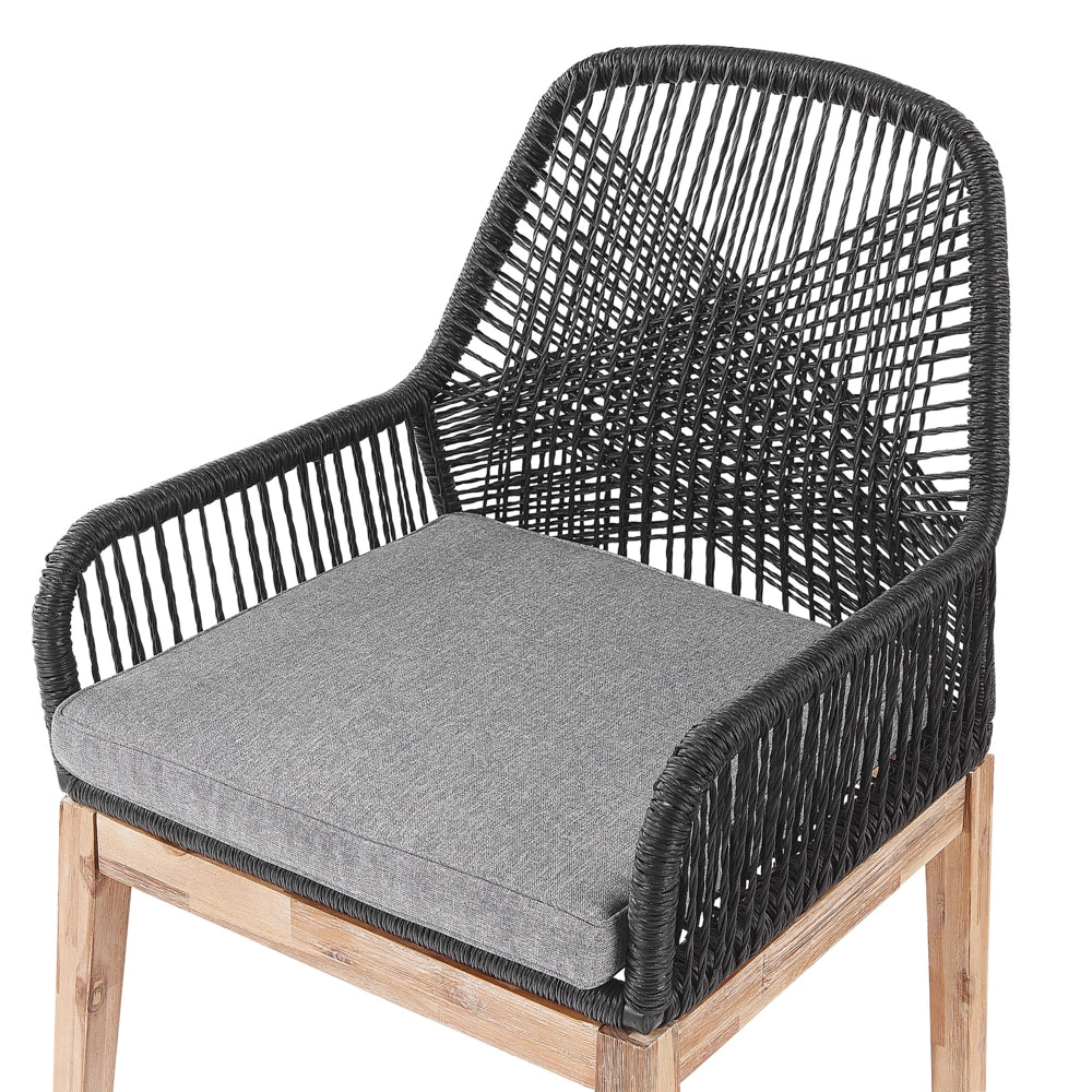 Set da pranzo da giardino con 4 sedie Grigio e nero Legno chiaro Cemento Acacia 190 x 100 cm Mobili da giardino