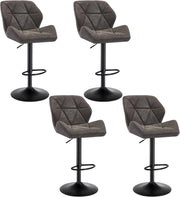 4X Sgabelli da Bar con Schienale Sedia Imbottita Regolabile in Altezza Lift Gas PU Grigio BH287gr-4