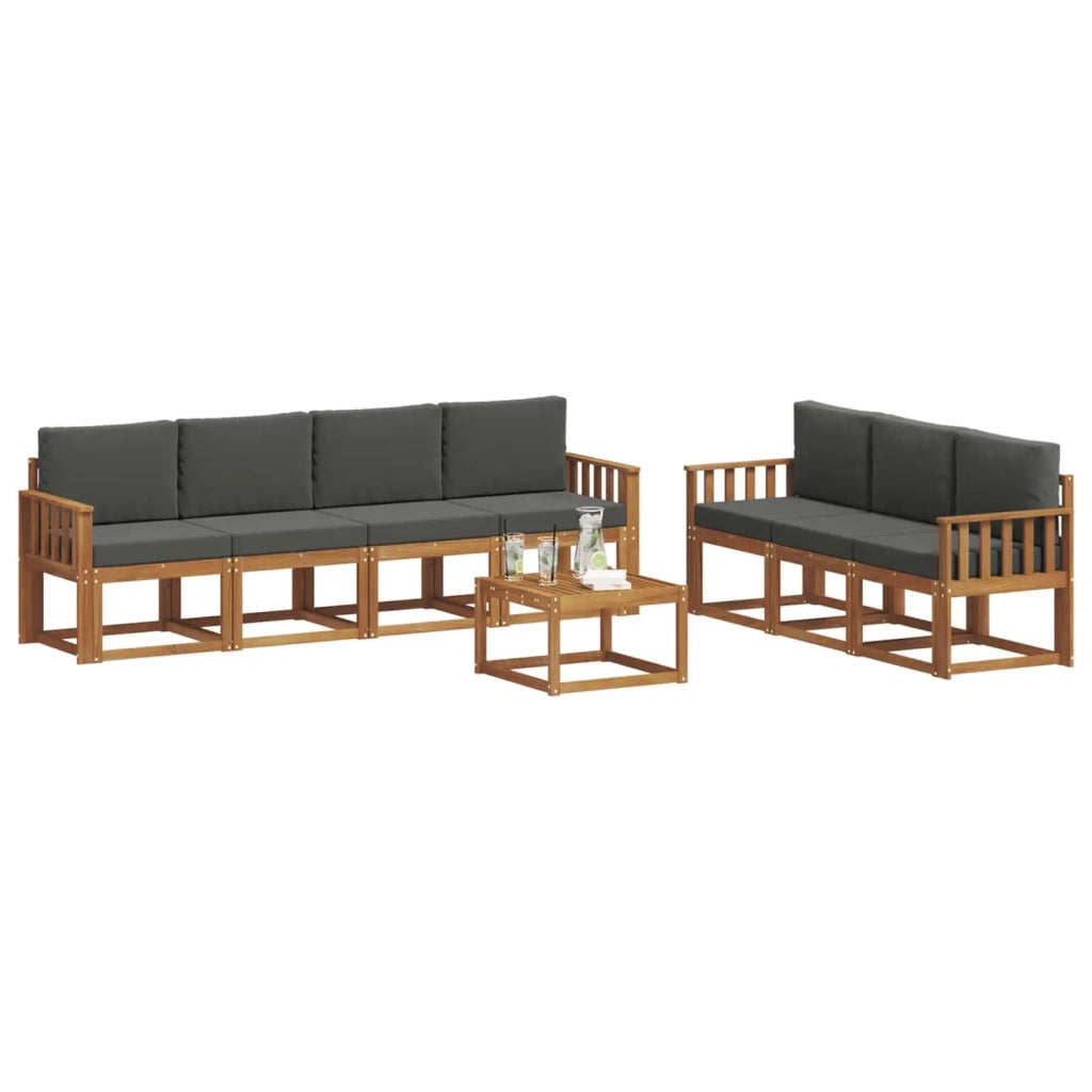 Set di divani da esterno con cuscino 8 pcs Naturale e Antracite 3366110