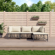 Set Divani da Giardino 4 pz con Cuscini Antracite in Polyrattan 3186738