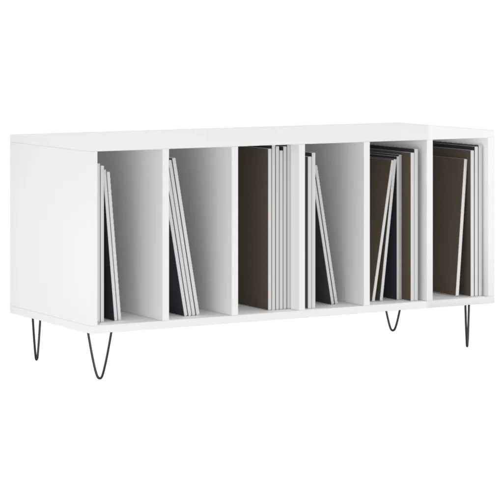 Mobile Porta Dischi Bianco Lucido 100x38x48cm Legno Multistrato 831750