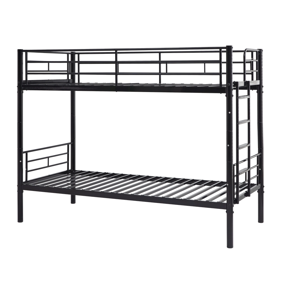 Letto a castello convertibile - Xylo - 90x200cm nero, scala antiscivolo