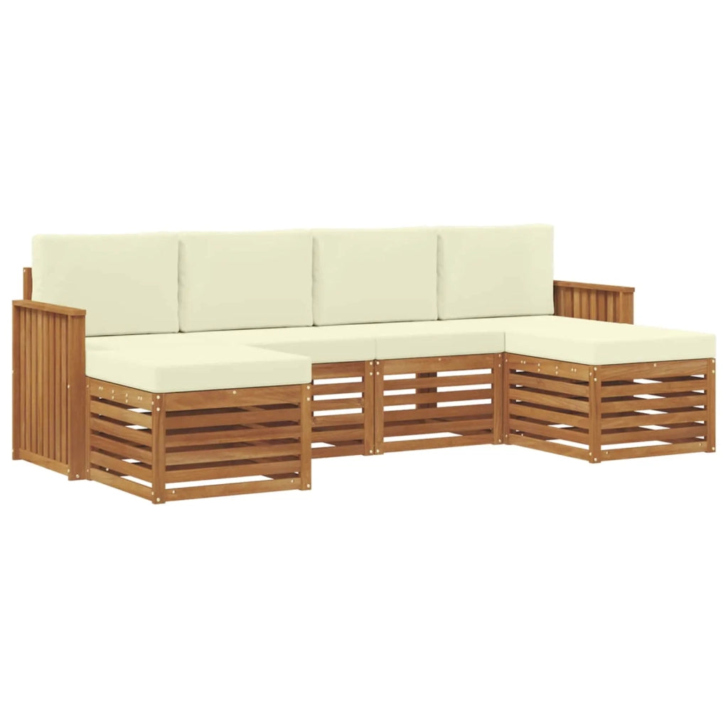 Set divani 6 pcs Naturale e Crema Legno di Acacia Massello 3375245