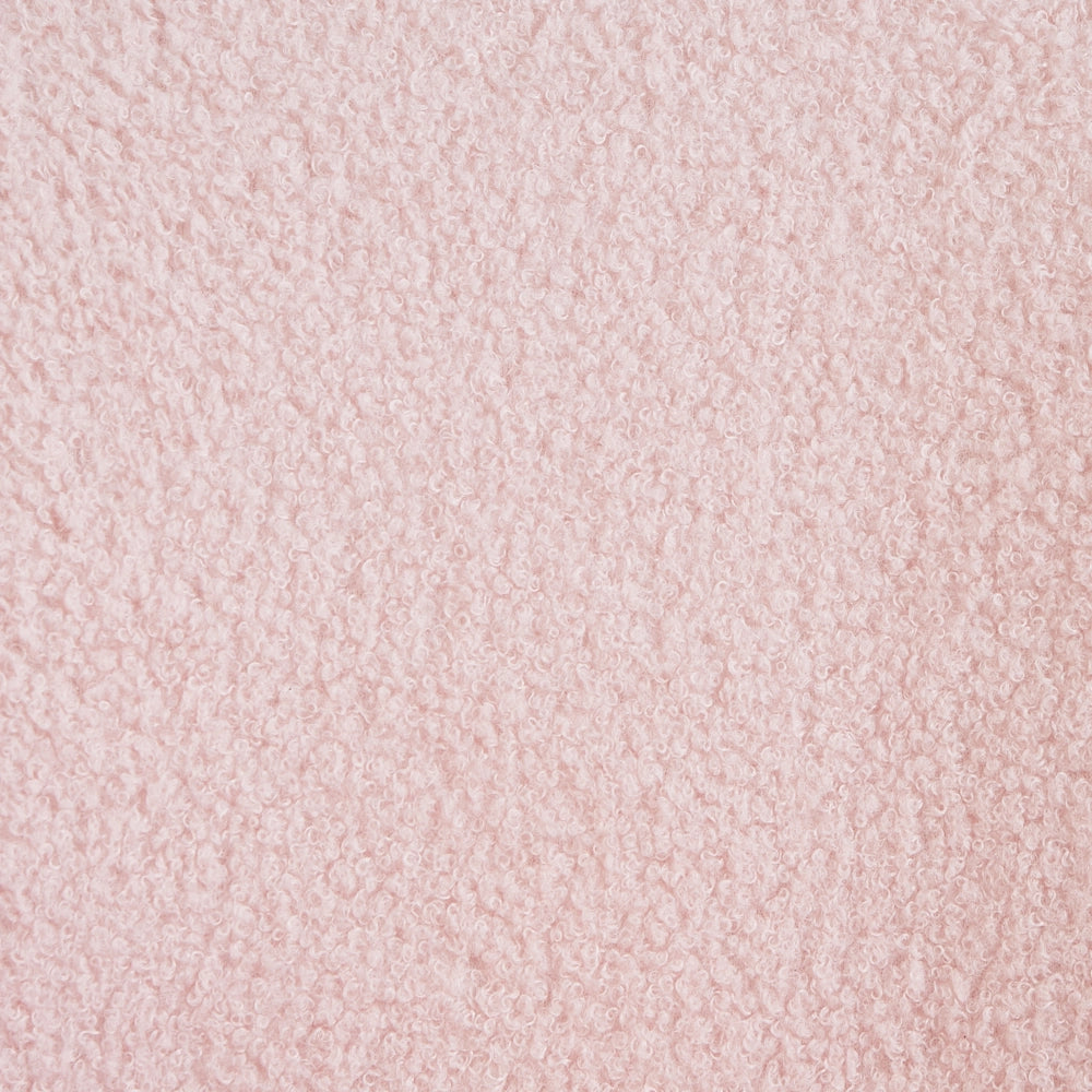 Poltrona Rosa Pastello Boucle Tessuto Morbido Nubby Base Nera Girevole 360° Stile Retro Glam Art Decor