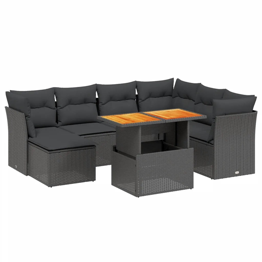 Set Divani da Giardino con Cuscini 8 pz Nero in Polyrattan 3270950