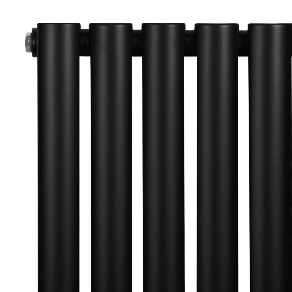 Radiatore Verticale Design Ovale Colonna Singola Nero 1600x360 mm