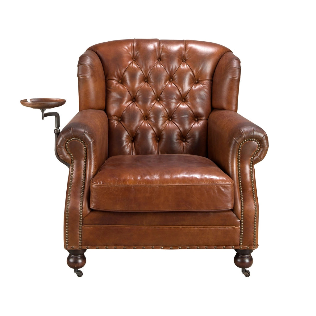Poltrona Chester in pelle marrone cognac