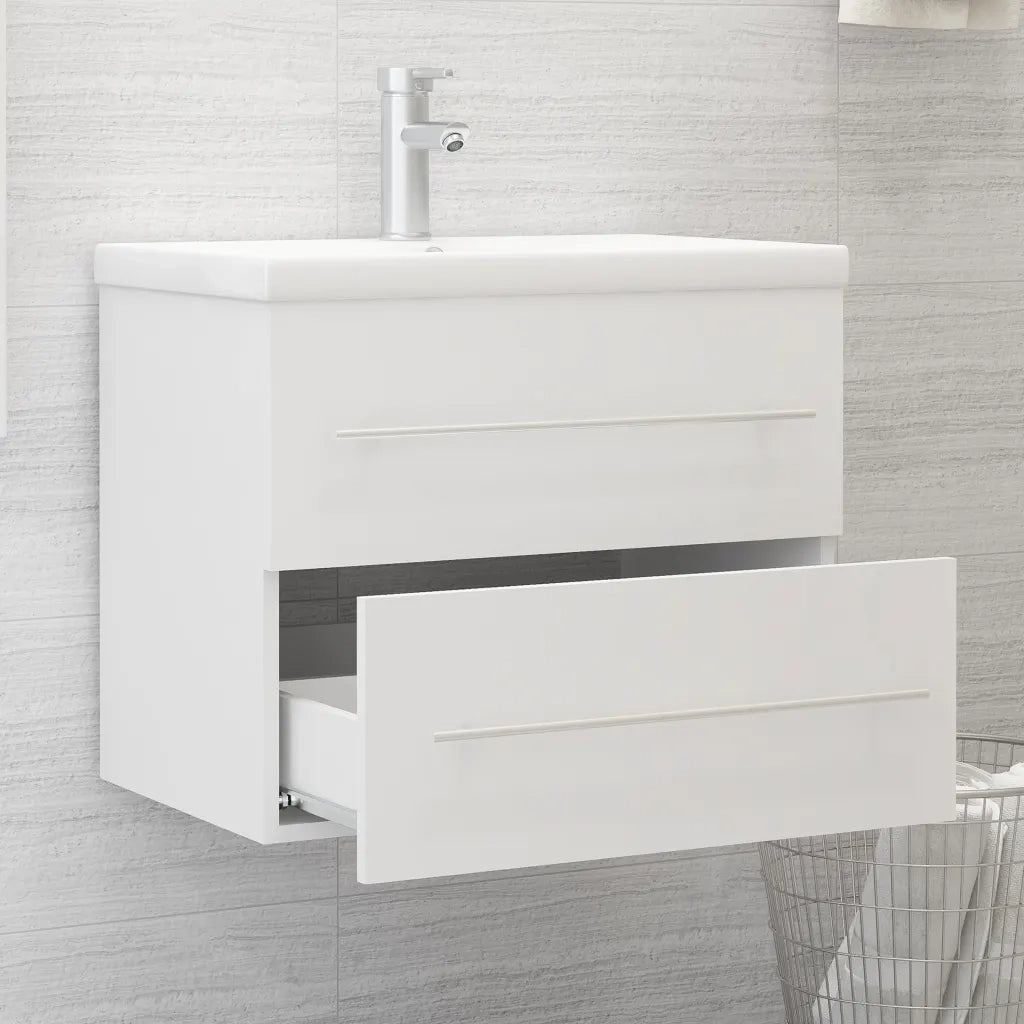 Mobile con Lavandino Integrato Bianco in Legno Multistrato